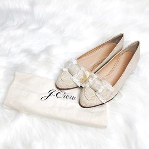 J. Crew Tweed Flat Bow Loafers